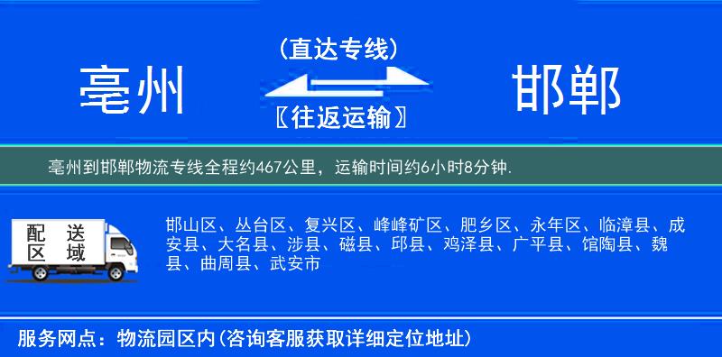 亳州到物流專線