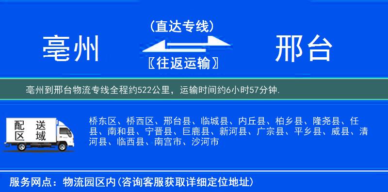 亳州到物流專線